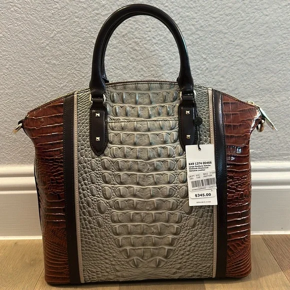 Brahmin Large Duxbury Hemlock Westwood Croc Embossed Leather Convertible Satchel